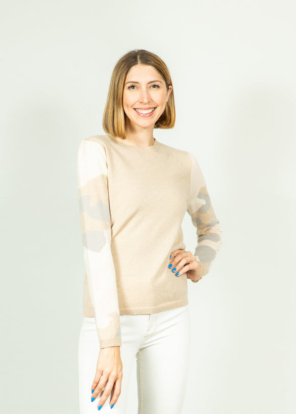 Camo Contrast Sweater | Oatmeal