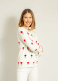 Cotton Tulip Sweater | Ivory & Red