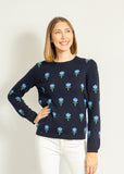 Cotton Tulip Sweater | Navy & Cornflower