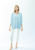 Cotton Beach Knit Lia V-Neck | Light Blue