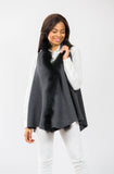 Hope Fur Trim Vest: Charcoal/Black Fur