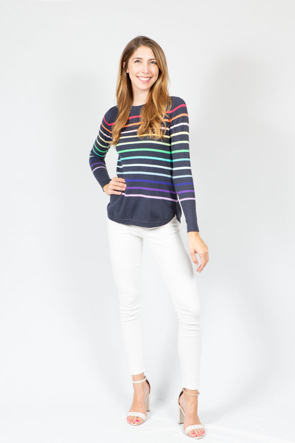 Cherry Print Sweater | Ivory & Day Glow – Two Bees Cashmere